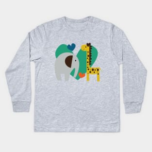 Elephant and Giraffe Kids Long Sleeve T-Shirt